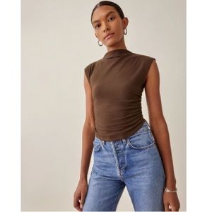 Reformation Lindy top brown mock neck